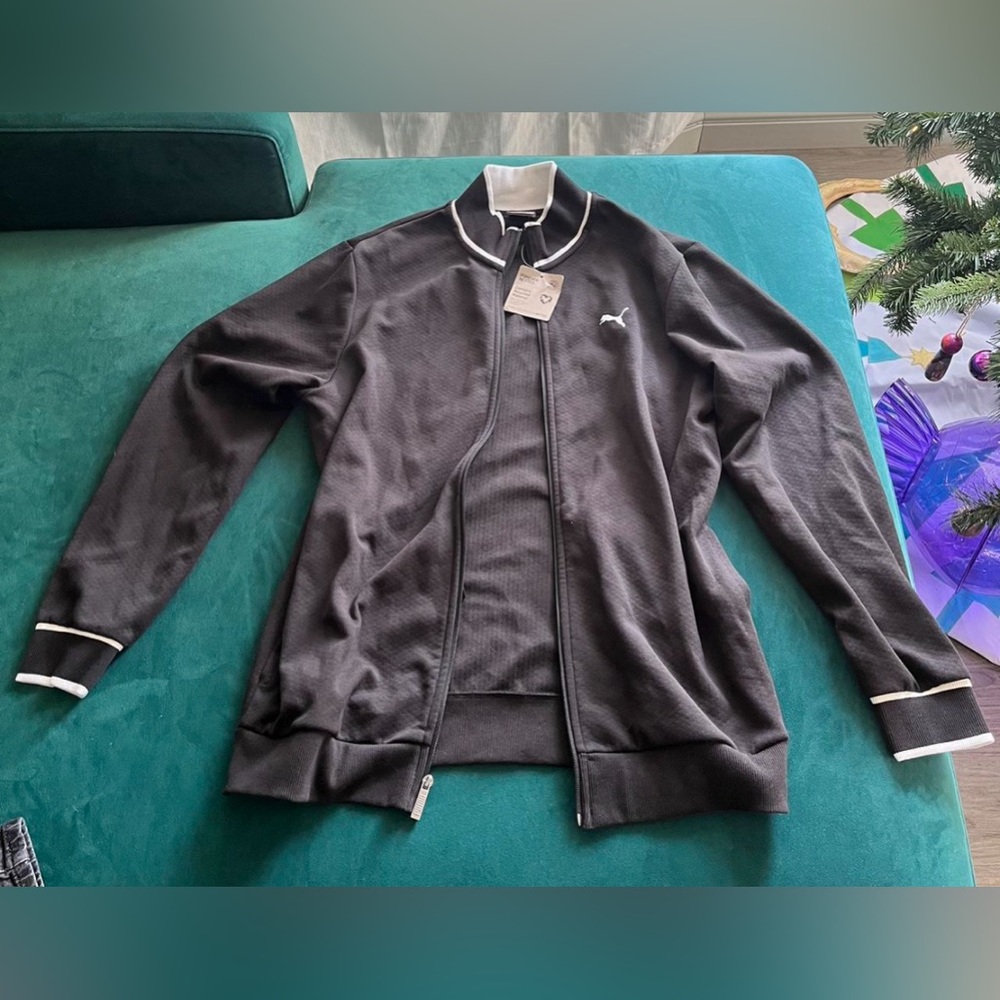 Puma black and white zip-up athletic jacket